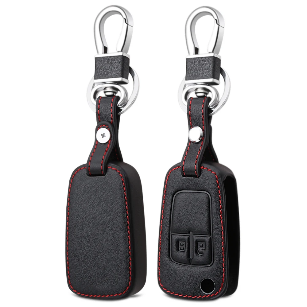 

2 Button Leather Car Remote Key Fob Shell Cover Case For Opel Astra J Corsa D Zafira C Mokka Insignia Cascada Karl Adam Meriva