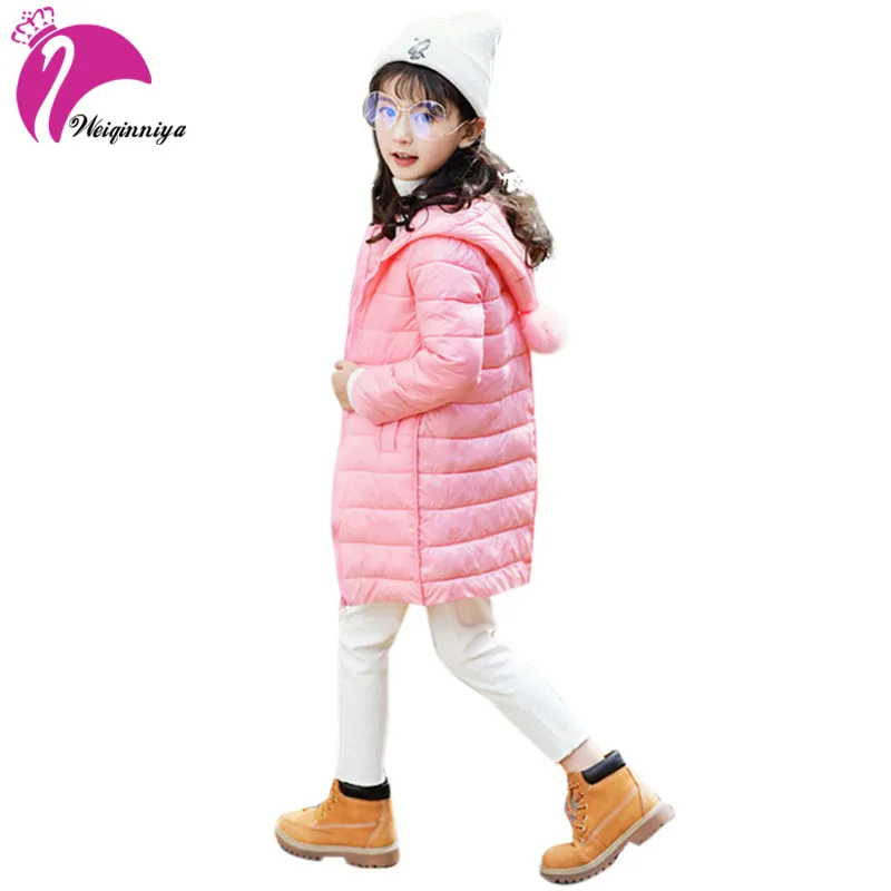 

weiqinniya Girls Down Parkas Jackets Winter Kids Down Jacket For Girl Children Windbreaker Hooded Jackets Girls Long Parka Coats