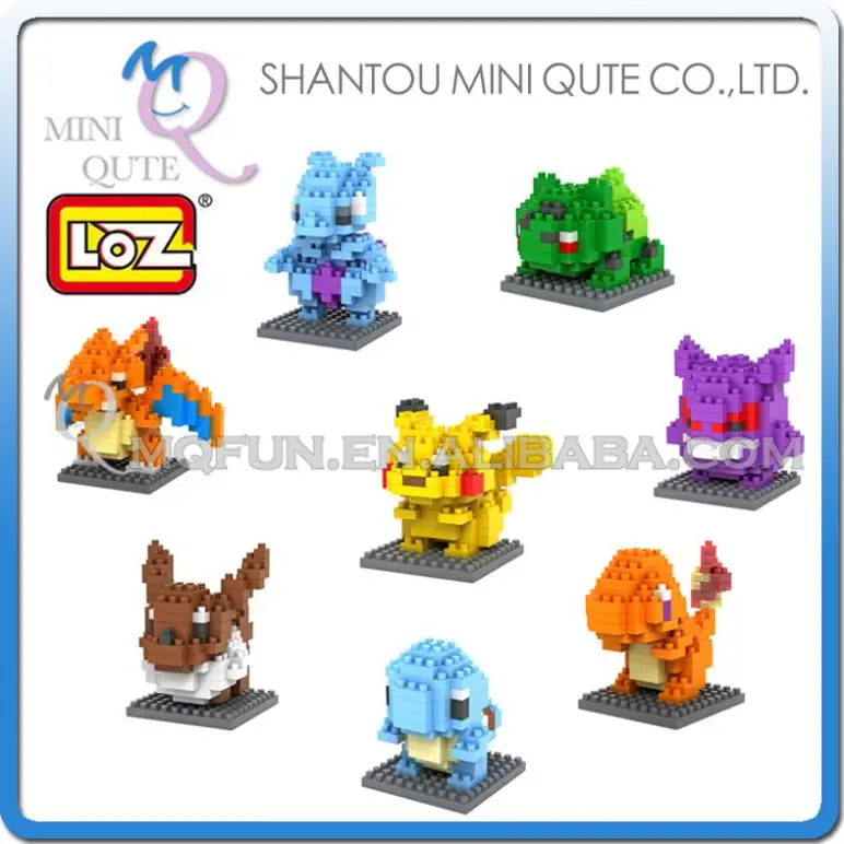 

Mini Qute 8 styles selectable 3d cartoon Pikachu loz diamond block plastic cube building blocks bricks educational toy game