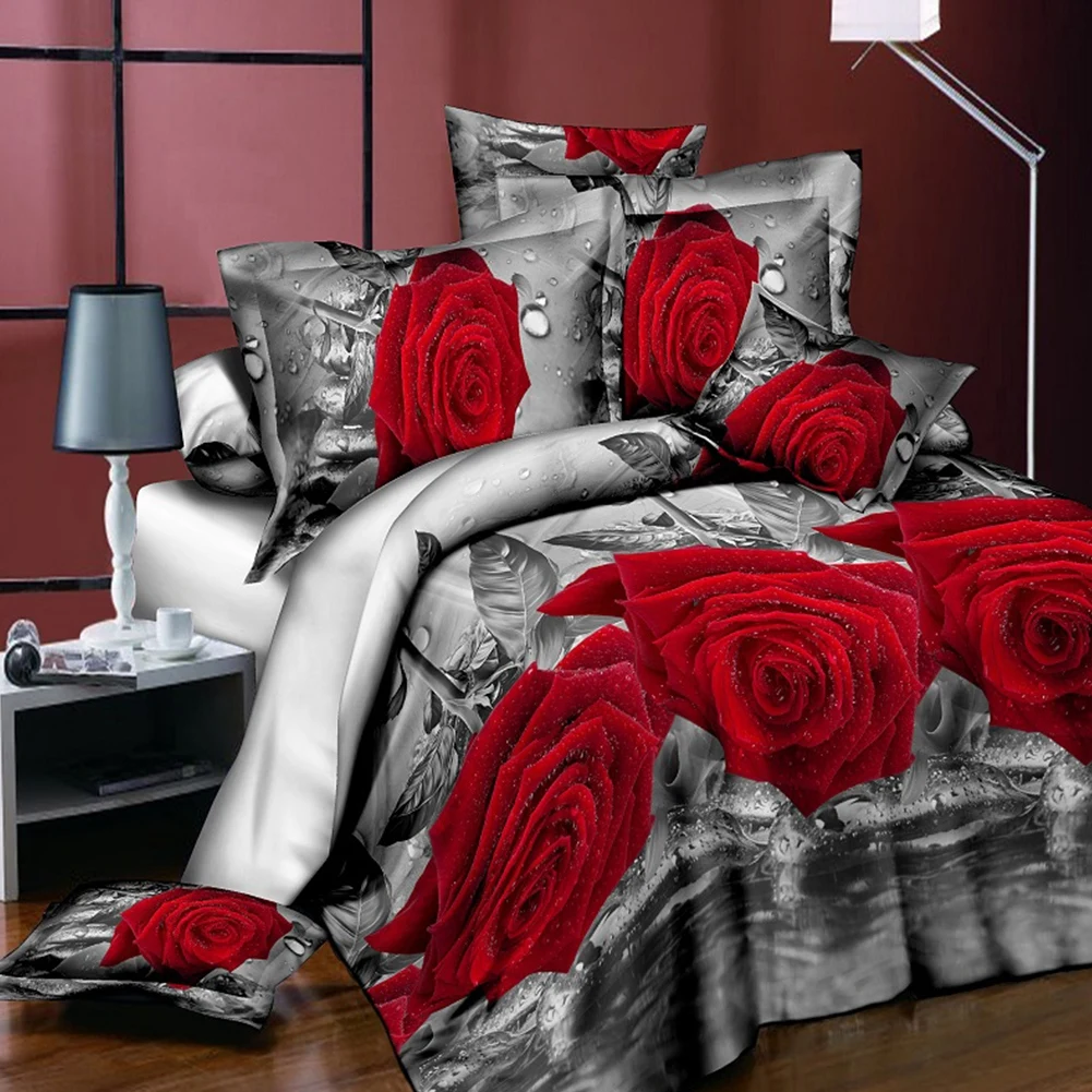 

Soft and breathable fabric 3D BEDDING SET FLOWER PRINT DUVET COVER LIFELIKE BEDCLOTHES WITH PILLOWCASE For home decor bedroom