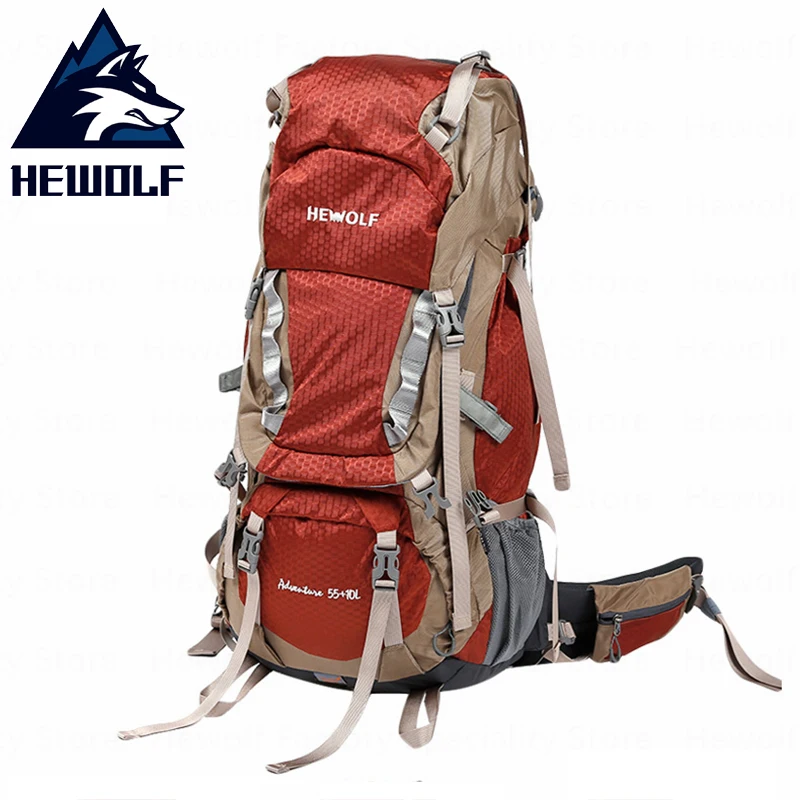 

Hewolf 65L Outdoor Climbing Bag Professional Hiking Backpack Waterproof High Qualtity Tear Resistance Fabric Camping Sprots Bag