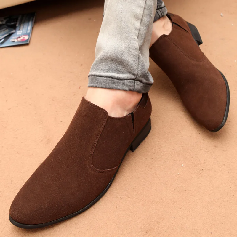 

QWEDF British Style Men Shoes Breathable Men Dress Shoes Slip On Black Brown Working Formal Shoesmen's Fashion SY-25