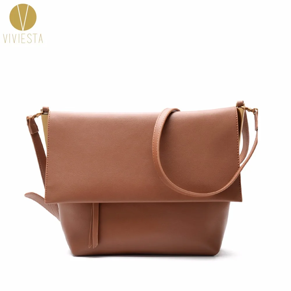 

GENUINE LEATHER FOLD OVER SHOULDER BAG Women's Fashion Style Trend Minimal Design Large Business Work Cross Body Bucket Handbag