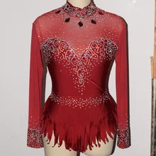 Кристальное платье для фигурного катания на заказ для женщин, детей, девочек, взрослых, платье для фигурного катания с длинным рукавом, платье для катания на коньках для женщин, детей, девочек 15