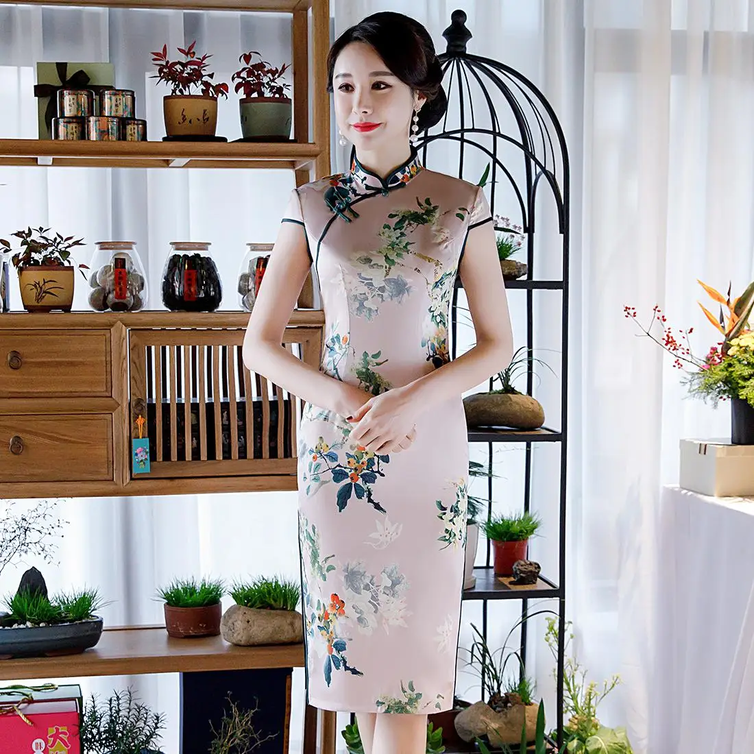 Одежда большого размера с рисунком цветочные леди шоу на сцене Qipao M-3XL китайские традиционные платья Cheongsam летние пикантные Разделение облегающий чонсам - Цвет: Style 10