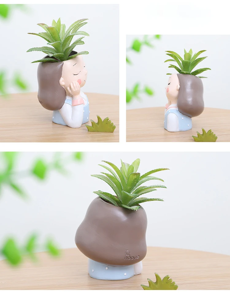 Warm Girls Planters Set- 4 pcs Creative Succulent Plants Flower Pots Desktop Vases Mini Bonsai Home Garden Decoration Gifts