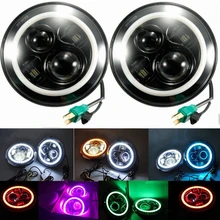 7 Inch Круглый Светодиодный Фары для 97-15 Jeep Wrangler с Гало Глаза Ангела и DRL & Включите Сигнальные Огни для Jeep JK CJ LJ Hummer H1 H2