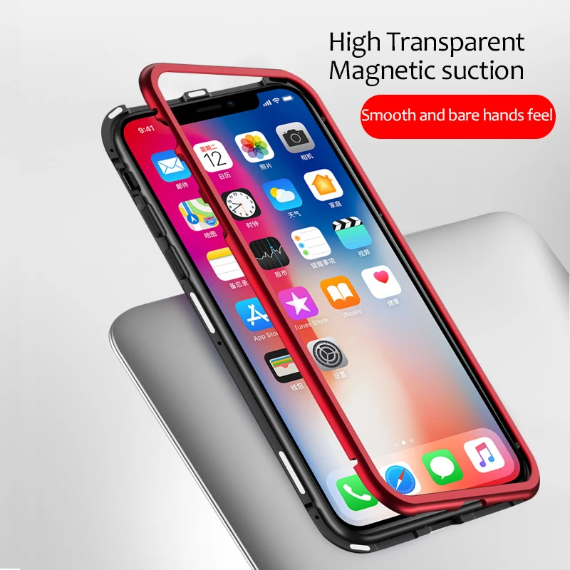 Suntaiho Ultra Magnetic Adsorption Phone Case For iPhone XS MAX R 8 7 6S Plus Coque Luxury Metal Magnet Back Glass Cover Fundas Suntaiho Ultra Magnetic Adsorption Phone Case For iPhone XS MAX R 8 7 6S Plus Coque Luxury Metal Magnet Back Glass Cover Fundas