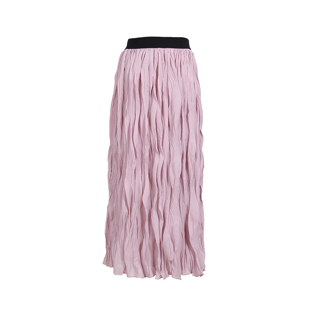 

2018 Real Xia Ladies New Pattern Long Fund Pleated Skirt Solid Color Homo Block Half-body Jing Rui Clothes & Accessories Jr1792