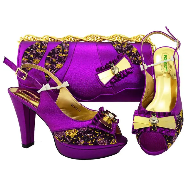 African Nigeria Women's Shoes With Matching Bags Sets for wedding party