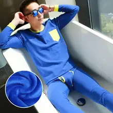 Горячая o-образным вырезом плюс бархатное термобелье мужские кальсоны Осень Зима Нижнее белье наборы Уплотнённый тёплый мужской нижнее белье брюки