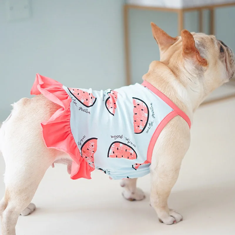 

French Bulldog Clothes for Dogs Costume Spring Summer Dogs Clothing Watermelon Pet Shirt Couple Dog Clothing York Pet Clothes