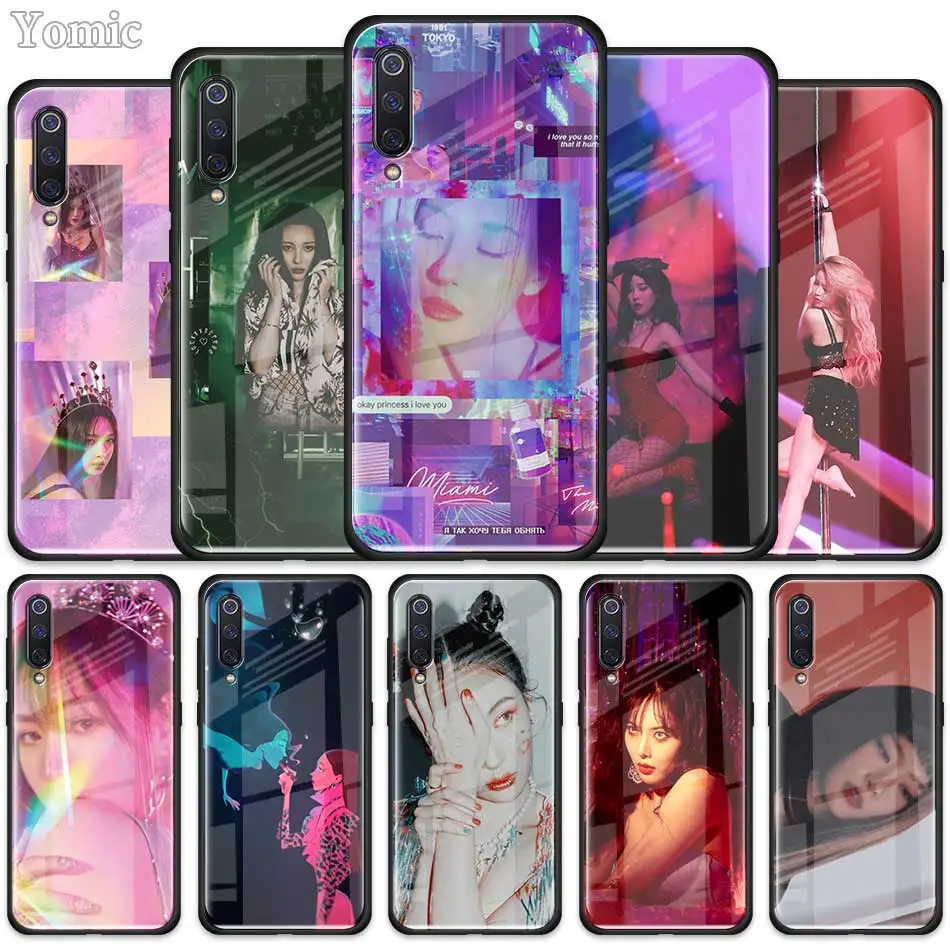 

Lee Sun Mi Sunmi kpop Tempered Glass Case for Xiaomi Redmi Note 7 6 Pro K20 Pro Redmi 7 Mi 9 Soft Edge Phone Cases