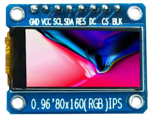 

IPS 0.96 inch 7P SPI HD 65K Full Color TFT LCD display screen No touch panel Module ST7735 Drive IC 80*160 minimum system board