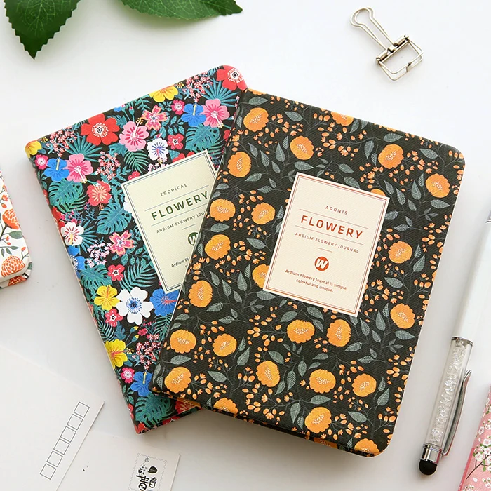 New Arrival Cute Pu Leather Floral Flower Schedule Book Diary Weekly Planner Notebook School Office Supplies Kawaii Stationery