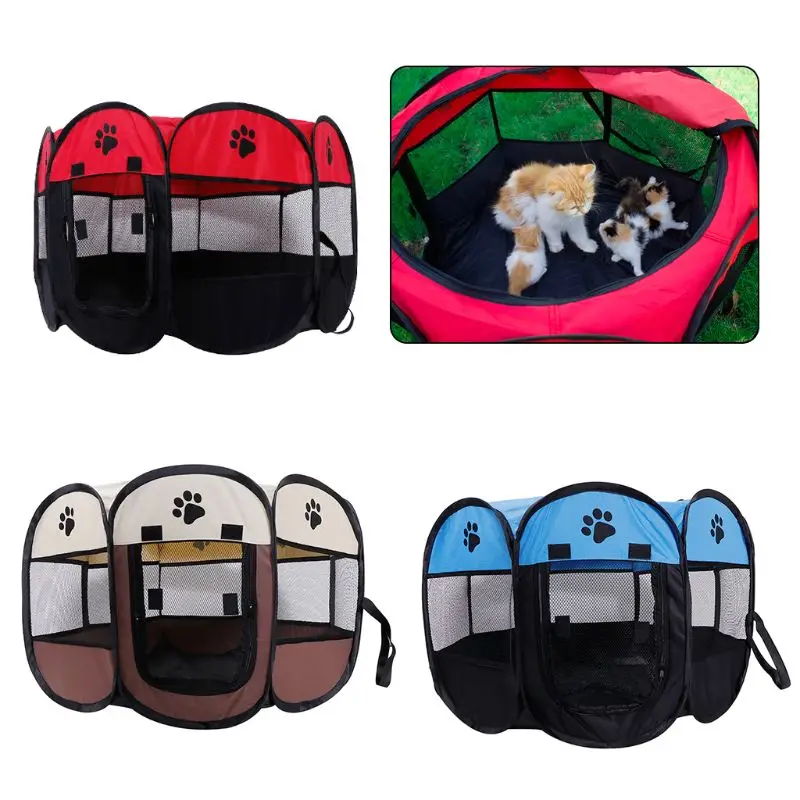 

Pet Playpen Tent Breathable Indoor Outdoor Folding Kennel Portable Fence Oxford Fabric Waterproof For Dog Cat Puppy Kitten