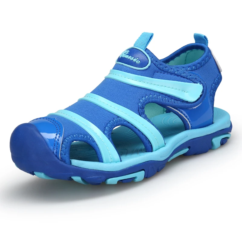 Летняя детская обувь модные детские сандалии для мальчиков и крючки для девочек-и-петля с вырезами Летние Пляжные сандалии размер 30#-37