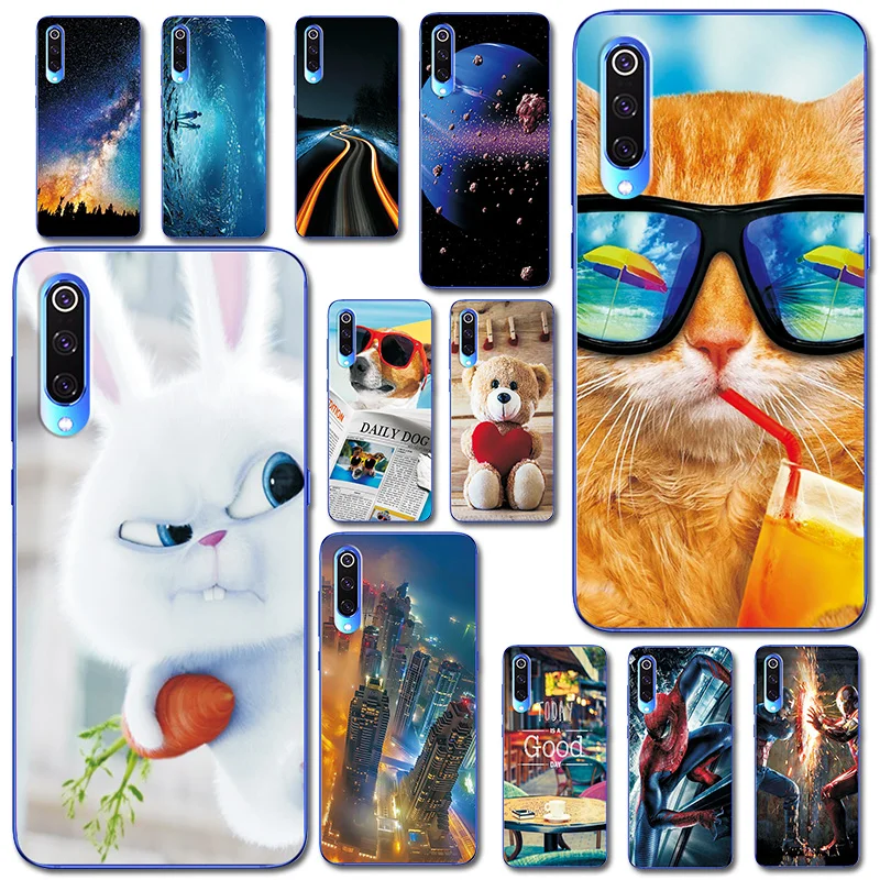 

Brilliant Phone Bags For Xiaomi Mi 9 Fantasy Starry Sky Case Cover For Xiaomi Mi 9 6.39 inch Cute Bear Rabbit Fundas