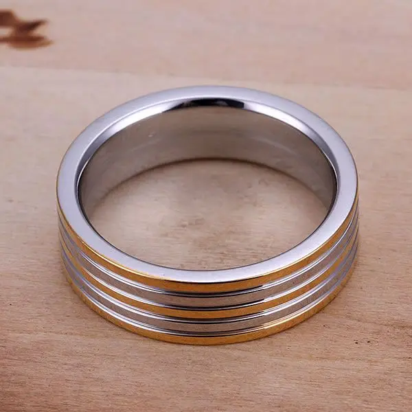 

925 Jewelry Silver Plated Wholesale Free Shipping Rings for woman&man Fashion Jewelry Golden Stripe Ring /askajjra LQ-R099