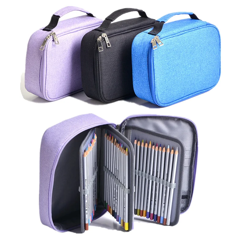 

72 holes pencil case Multi-layer pen Art Supplies high capacity School kawaii pouch bags for gift Canvas Zipper Penalty Students