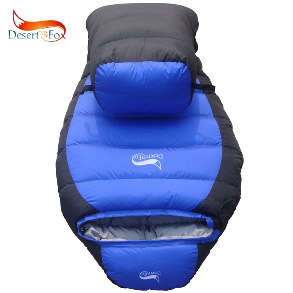 

Desert&Fox Duck Down Sleeping Bag 200x80cm Cold Temperature Mummy 1000g Duck Down Filling for Winter, Down Sleeping Bag