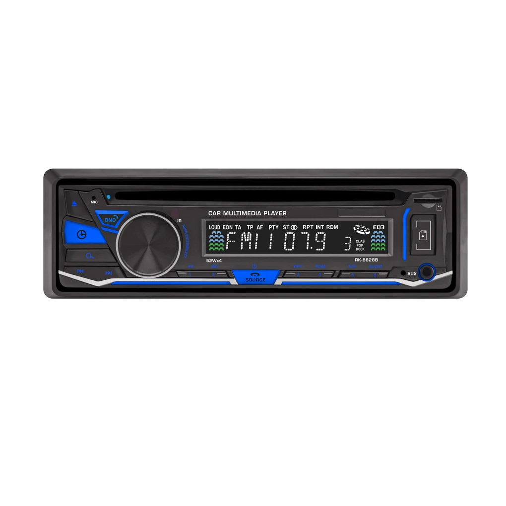 

RK-8828B 12V 1 Din Bluetooth Car DVD player Support VCD/SD/USB/AUX Built-in AM/FM/RDS Radio Stereo