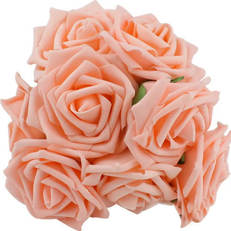 10 головок 8 см искусственные розы цветы Свадьба День Святого Валентина Декор Шелковый цветочный шар центральные украшения мяты Висячие Цветы - Цвет: champagne
