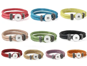 

12pcs/lot Mix Colors Fashion Crocodile PU Leather Metal Diy 18mm Snap Button Interchangeable Bangle Bracelet Unisex Jewelry