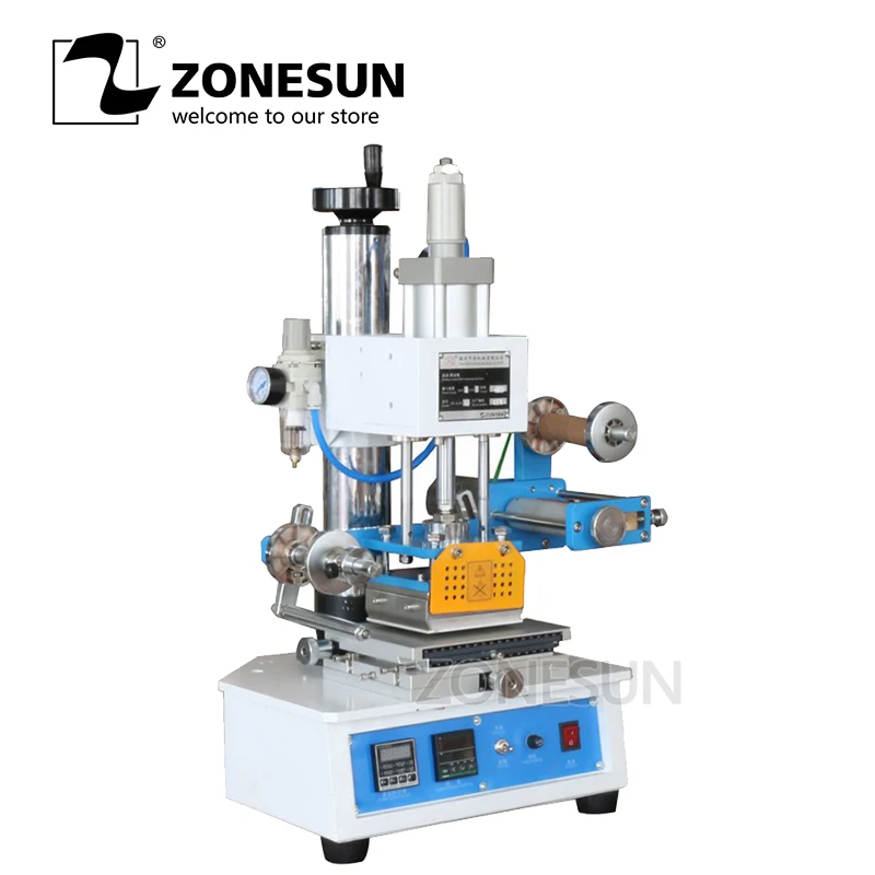 

ZONESUN ZY-819H-2 115*120mm Automatic Leather LOGO Paper Hot Foil Stamping Creasing Embossing Machine Heat Press Machine