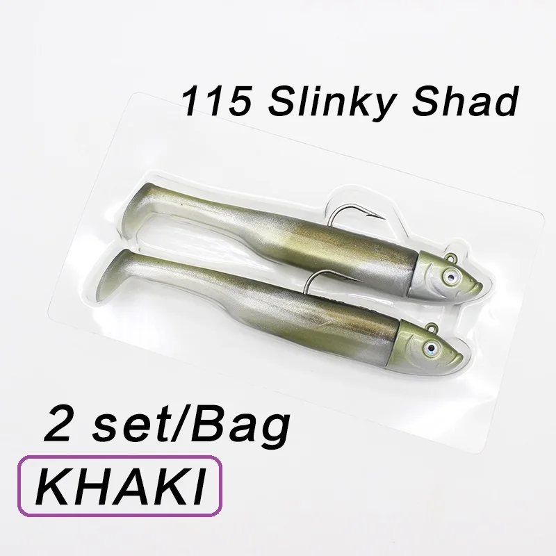 Горячая 4," Swing Shad 30 г плавающая приманка для морской рыбалки Zander Walleye приманка 2 шт. джиг-голова и мягкая виниловая Приманка Черный Гольян приманка - Цвет: DB115 KHAKI