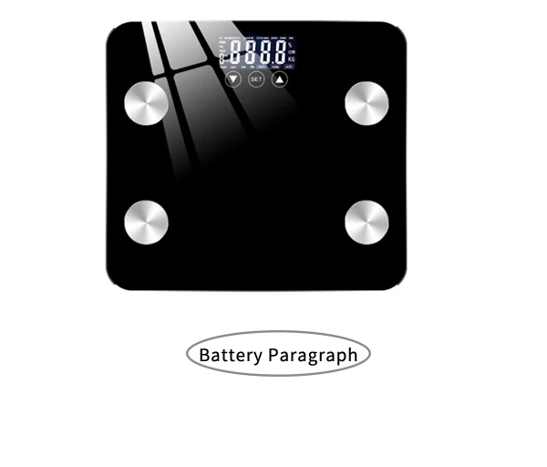 Bluetooth жира масштаба Smart Digital Ванная комната Вес масштаба iOS и Android приложение Беспроводной анализатор состава тела D40 - Цвет: battery paragraph