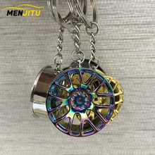 Красочный автомобильный тюнинг сплав обод колеса брелок Брелок Авто турбо брелок JDM с тормозными дисками ступица кольцо для ключей