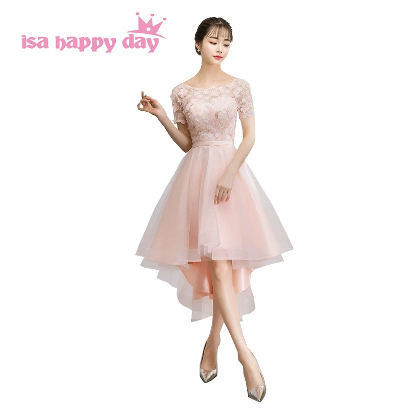 

sexy elegant long back short front pink gowns asymmetrical evening dress 2019 new arrival formal event dresses for women H4277