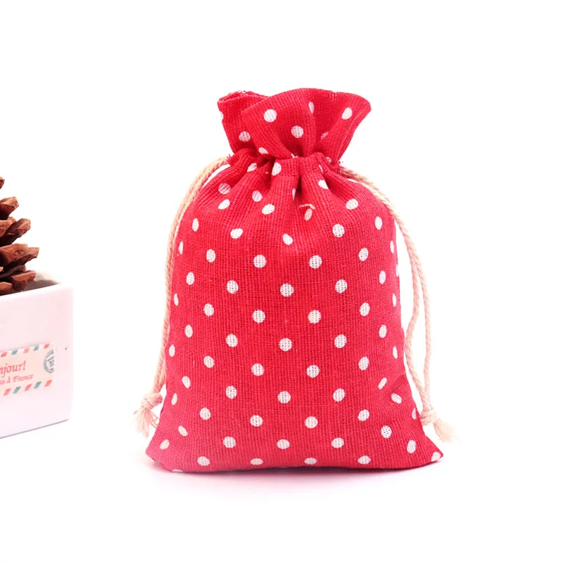 

Wholesale Wonderful Dot Drawstring Bags 10x14cm 50pcs/lot High Quality Colorful Cotton Pouches for Toy Gift Candy Bead Packaging