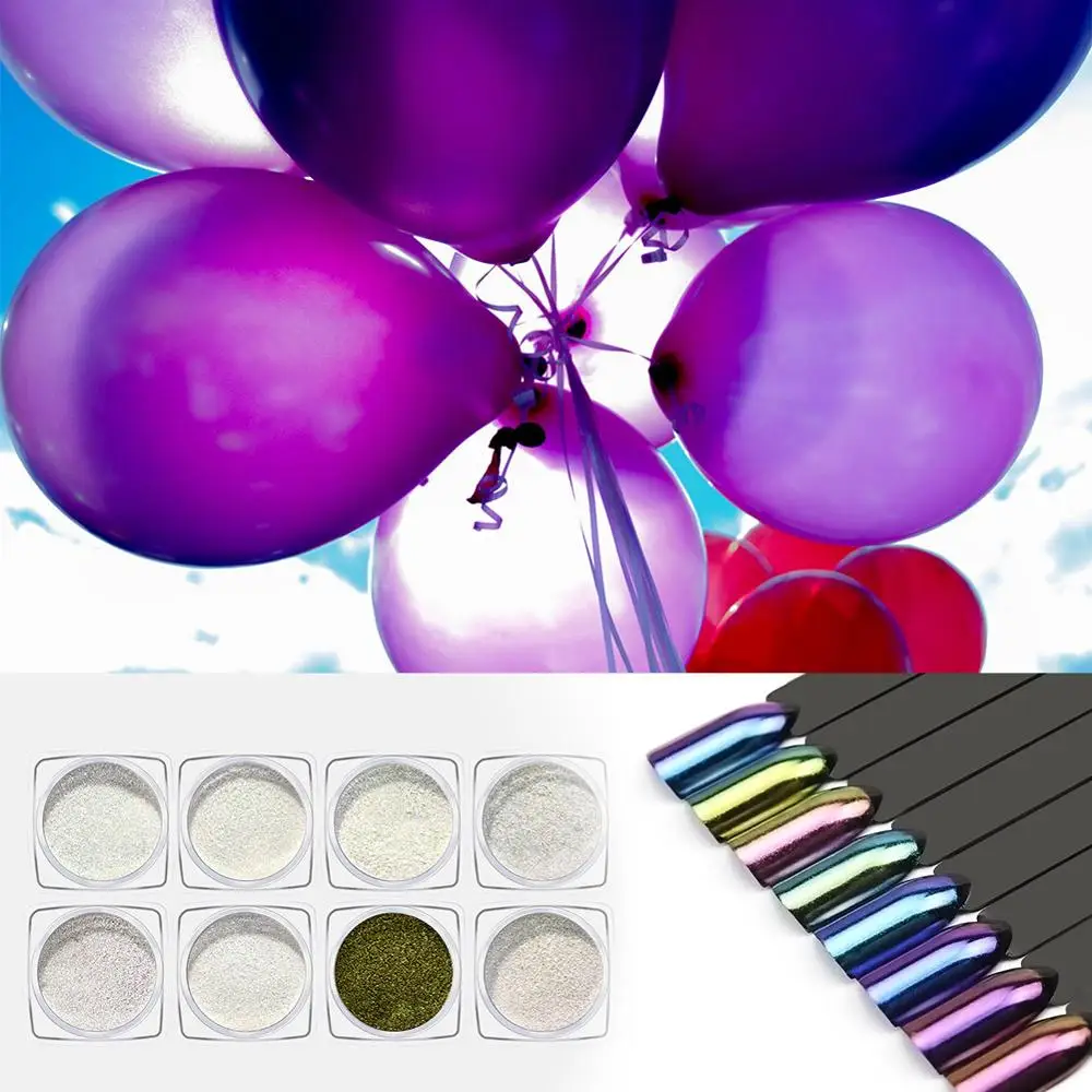 

8g Mirror Glitter Nail Chrome Pigment Color Shell Shining DIY Salon Micro Holographic Powder Laser Manicure Nail Art Decorations