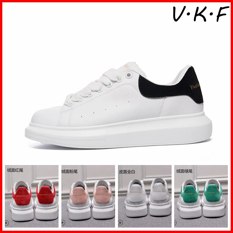 

VKF word Ansheunder mcqueen White women running Shoes with Thick Bottom Increased Leather Casual men shoes 35 44