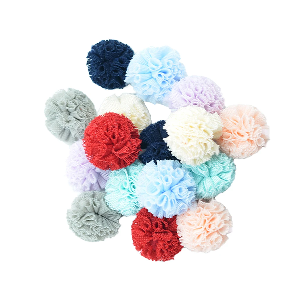 16pcs Mixed Color Korean Style Yarn Pom Pom Balls 25mm Decoration For DIY Women Special Jewelry Making Hair Accessories Findings