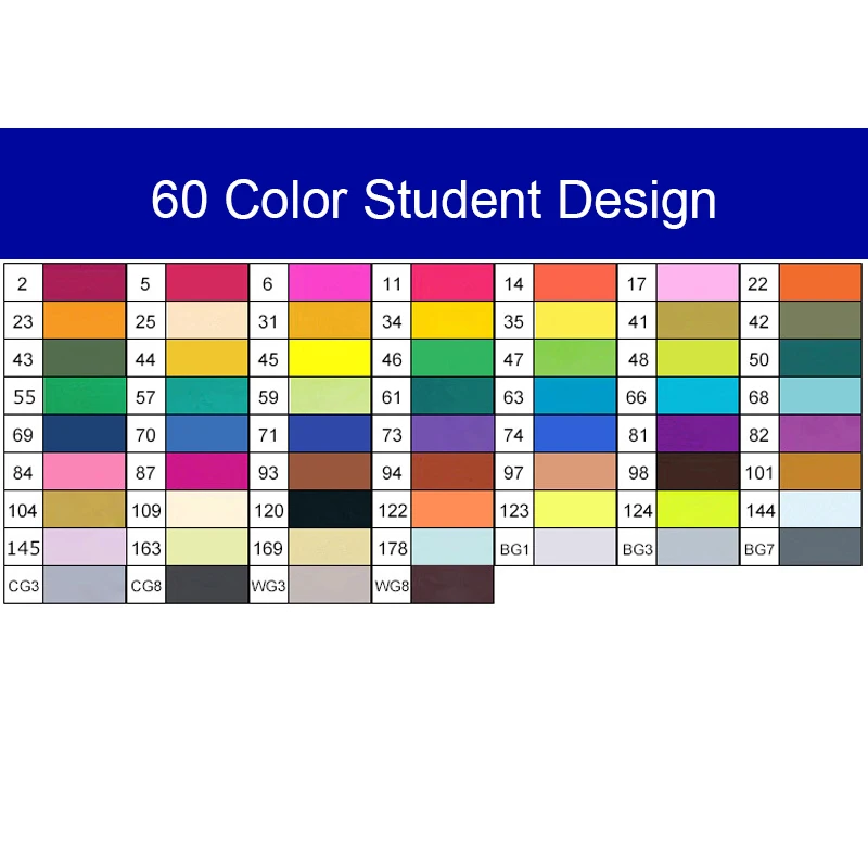 Touchfive маркер, 168 цветов, ручка, спиртовой маркер, набор, двойная головка, художественные маркеры для рисования, модная одежда, дизайн для школьников - Цвет: 60Student-white
