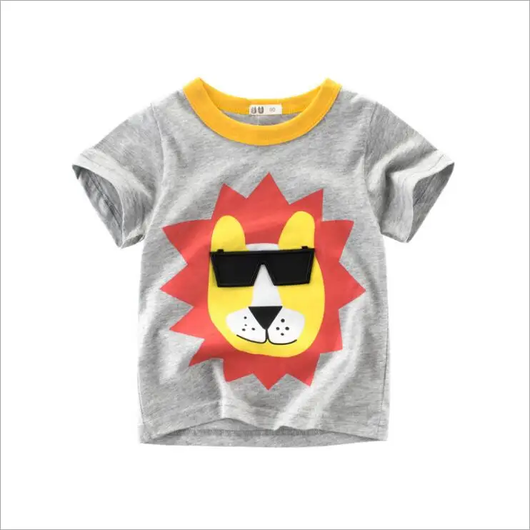 

1-8Y Kids Boy T Shirt Cartoon Lion Tops Baby Cotton Summer Top Toddler Fashion Clothes Children Clothing T-shirts Blue Shorts