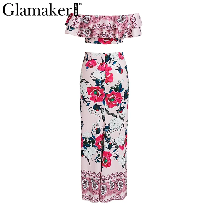 Женское пляжное платье с открытыми плечами Glamaker из двух частей оборками и