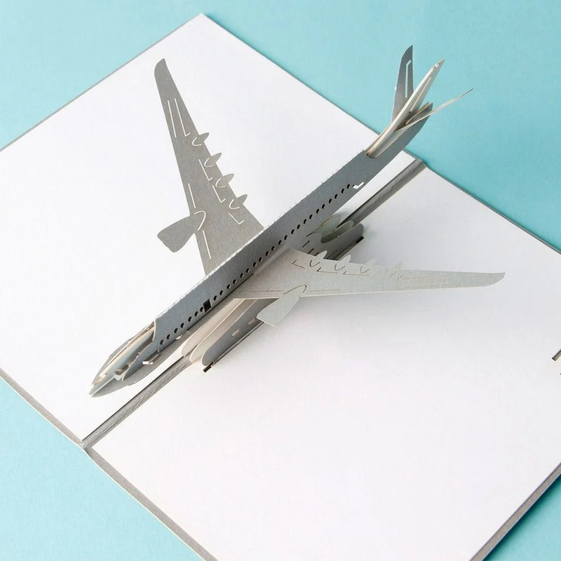  Cards 3D Fly Plane Laser Cut Invitation Greeting Handmade Carving Aircraft Paper Business PostCard  - 4000369566516