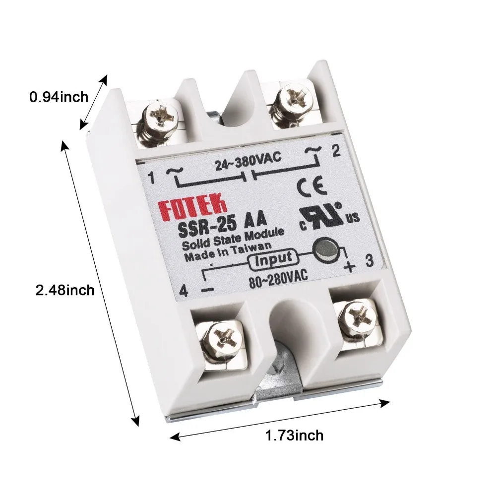 SSR твердотельное реле с радиатором, 3 шт. SSR-25AA твердотельное реле+ 3 шт. радиатор вход 80-280VAC выход 24-380VAC