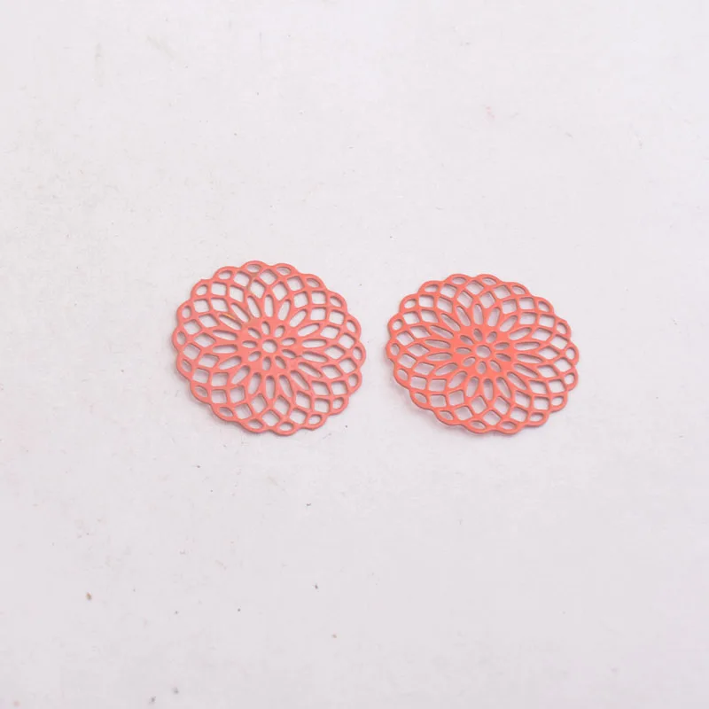 50 шт. AC2673 25 мм круглые подвески металлические ювелирные изделия филигранные серьги фурнитура - Окраска металла: Coral Color