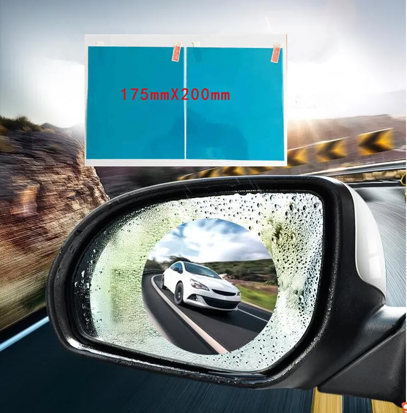 

2PCS/Set Square Car Mirrow Side Window Protective Film Anti Fog Membrane Anti-glare Waterproof Rainproof Car Sticker Clear Film