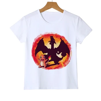 

Small Fire Dragon Children Boys Pokemon Ball T Shirt Summer Top Tee Cartoon Earth Clothing Kid T-shirt Baby boy t shirts Y8-22
