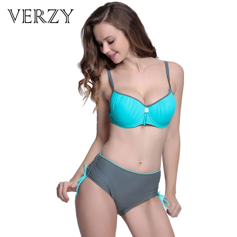 

2017 bikini set 2 colors mid waist back clip women swimming suit bathing suits bordered breathable quick drying sunshine beach
