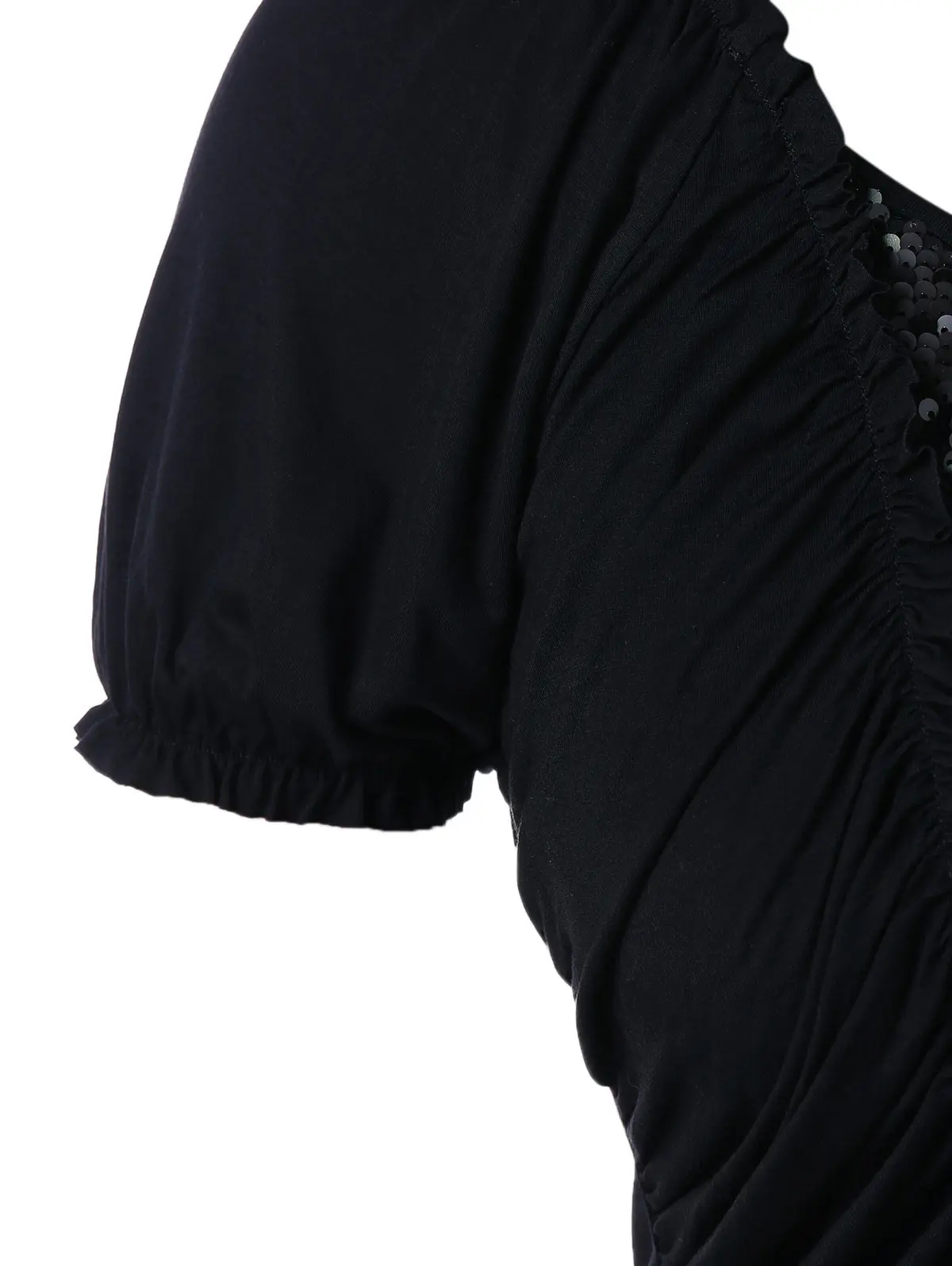 AZULINA Plus Size T Shirt Women Ruffle Trim Ruched Glittery Sequined T-Shirt Summer O Neck Short Sleeve Ladies T-Shirts Big Size AZULINA Plus Size T Shirt Women Ruffle Trim Ruched Glittery Sequined T-Shirt Summer O Neck Short Sleeve Ladies T-Shirts Big Size