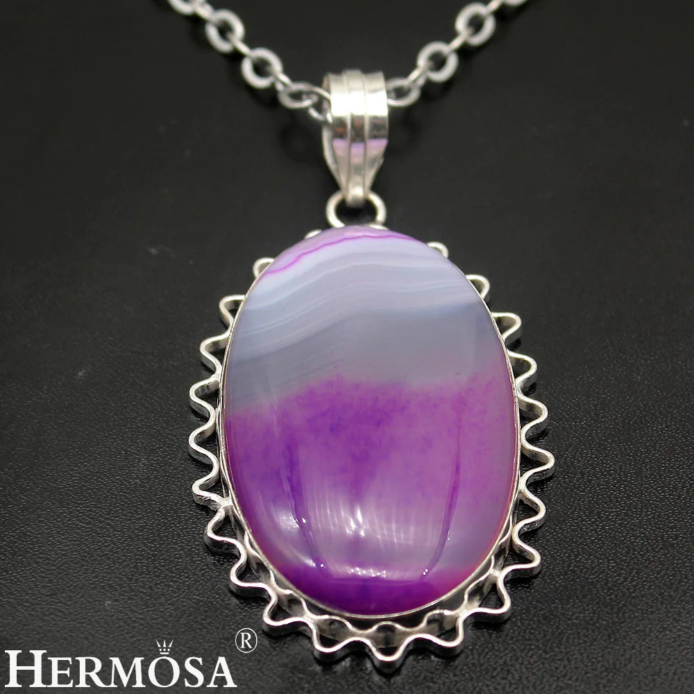 Hermosa Jewelry Unique Fashion Purple Quartz Silver Color Necklace Pendants HM860 | Украшения и аксессуары