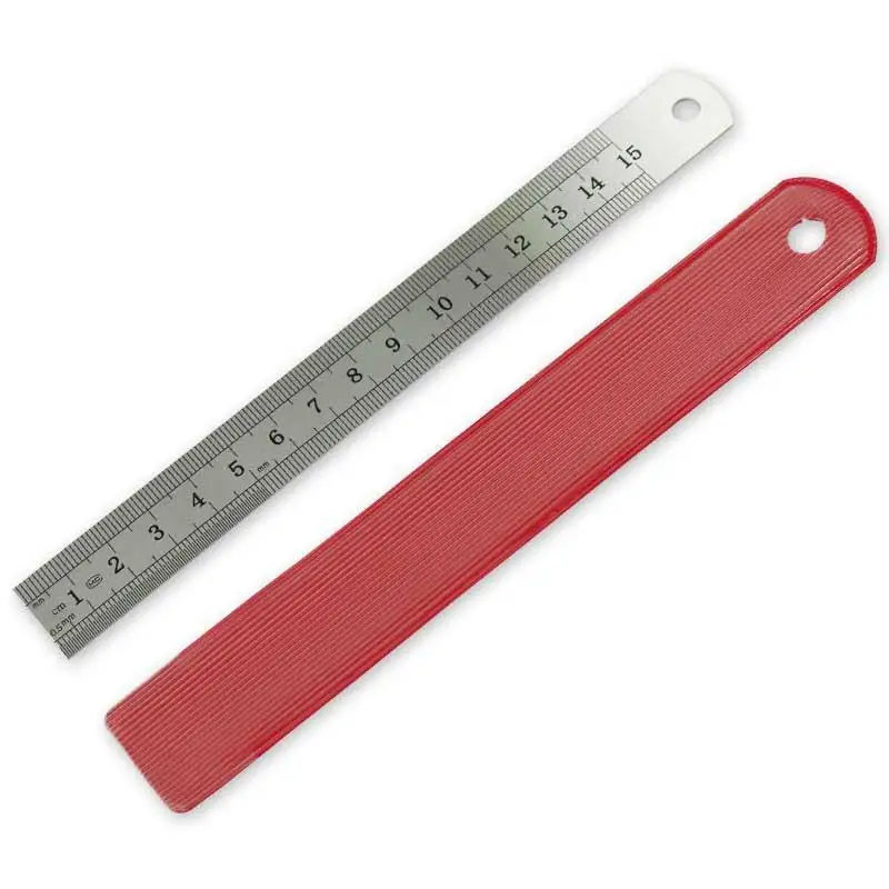 15cm 6 Double Side Rulers Stainless Steel Measuring Ruler Stationery