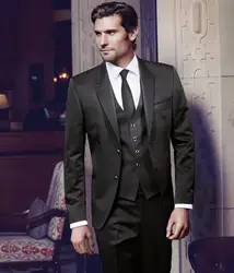 Высококачественные черные серые свадебные костюмы для мужчин из 3 предметов (куртка + брюки + жилет + галстук), мужские костюмы, свадебный